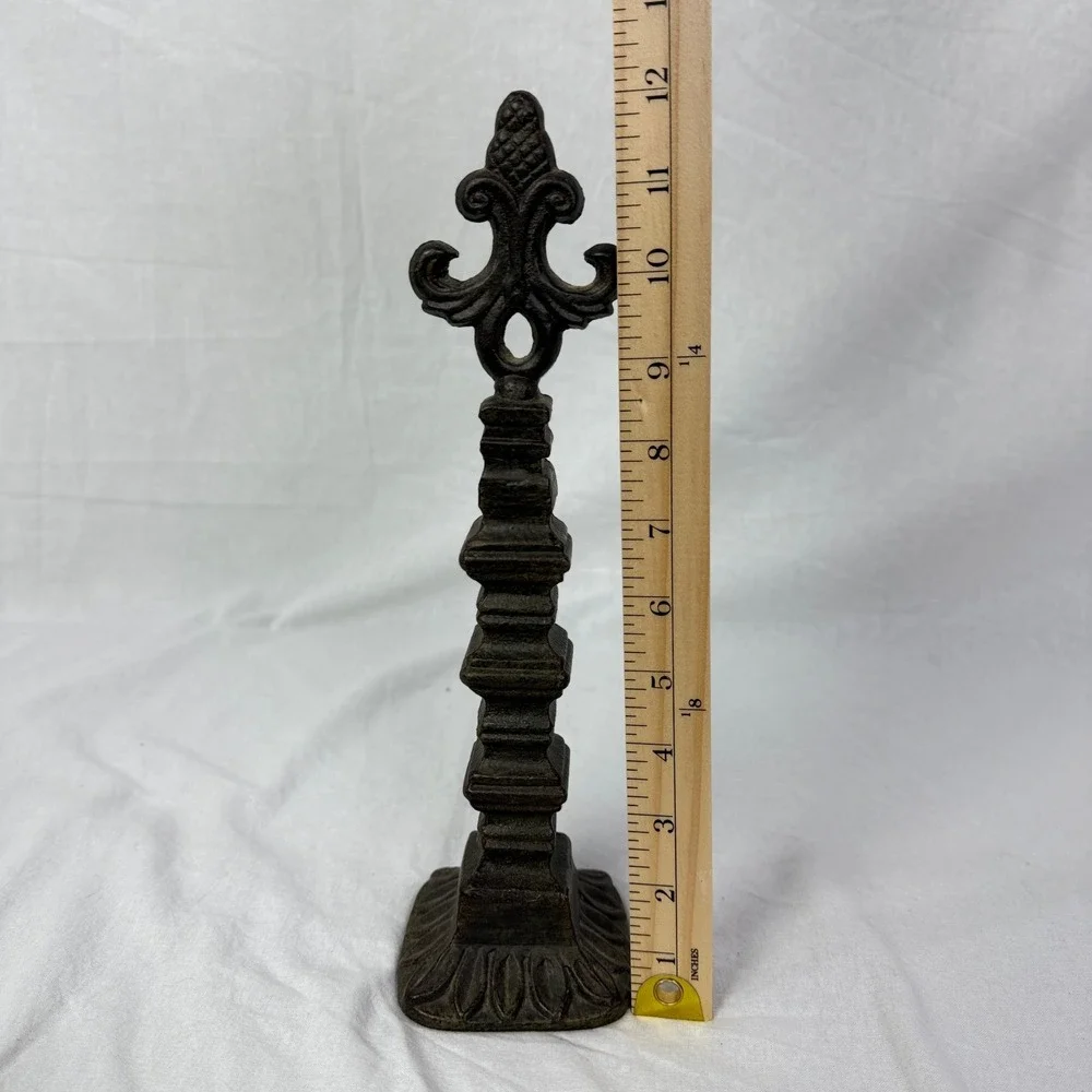 Cast Iron Fleur De Lis‎ Finial Statue Bookend Shelf Decor Accent Piece